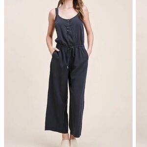 Staccato Black Sleeveless Wide-Leg Jumpsuit